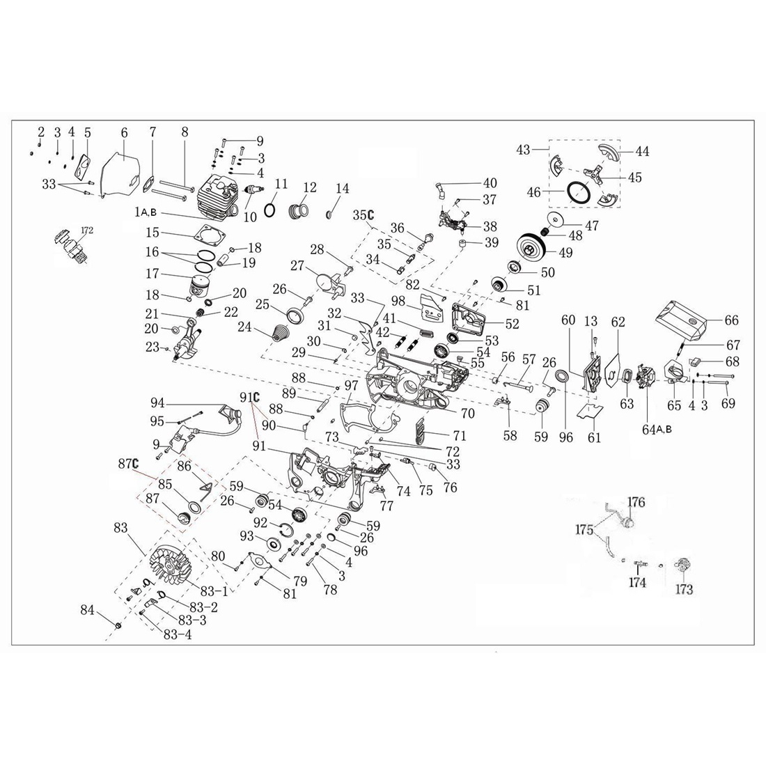 Бензиновая пила (бензопила) ЗЦПБ-490-450
