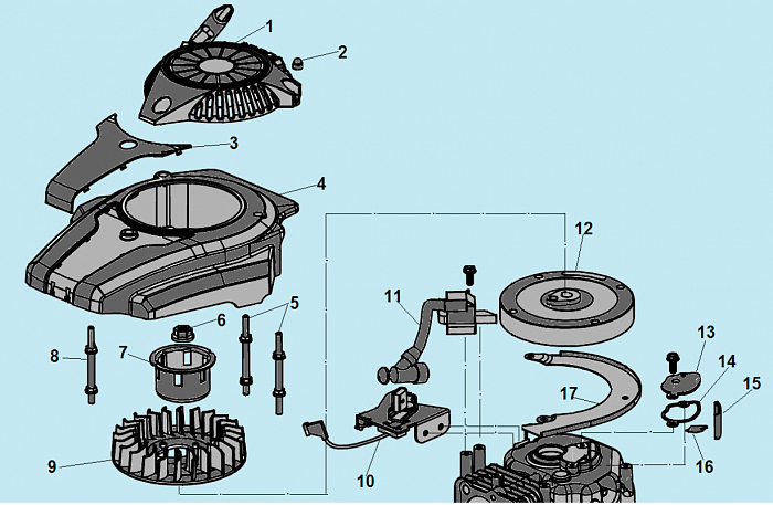 5 СТАРТЕР - МАГНЕТО - МАХОВИК ГАЗОНОКОСИЛКА CHAMPION LM4215